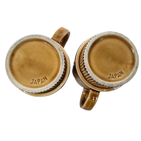 Vintage Gold Mid-Century Modern Stackable Coffee Mugs Tea Cups Set of 2 Q39 - Picture 6 of 8